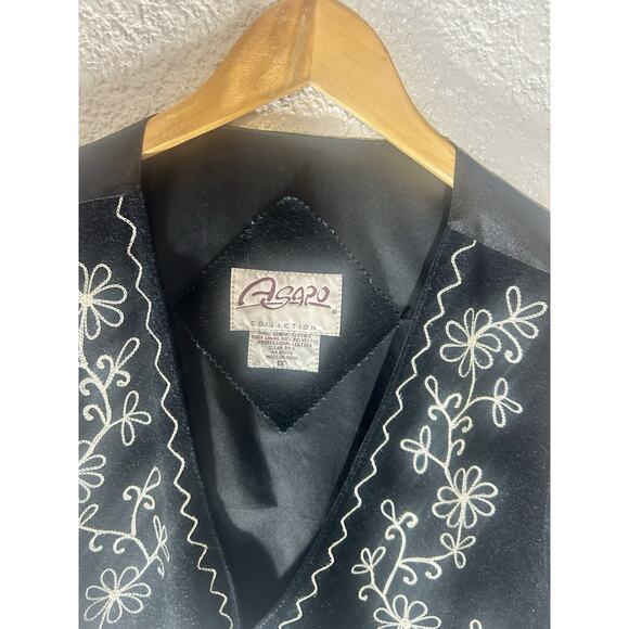 Asapo Womens Genuine Suede Leather Button Front Vest Black And White Size 1x - Picture 2 of 4